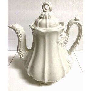 White Red Cliff Ironstone Teapot with Lid Grape Pattern